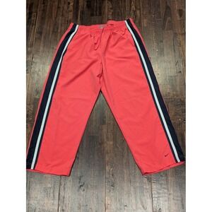 Nike Pants Youth Large 12-14 Pink Track Warm Up Navy Stripe Polyester Drawstring